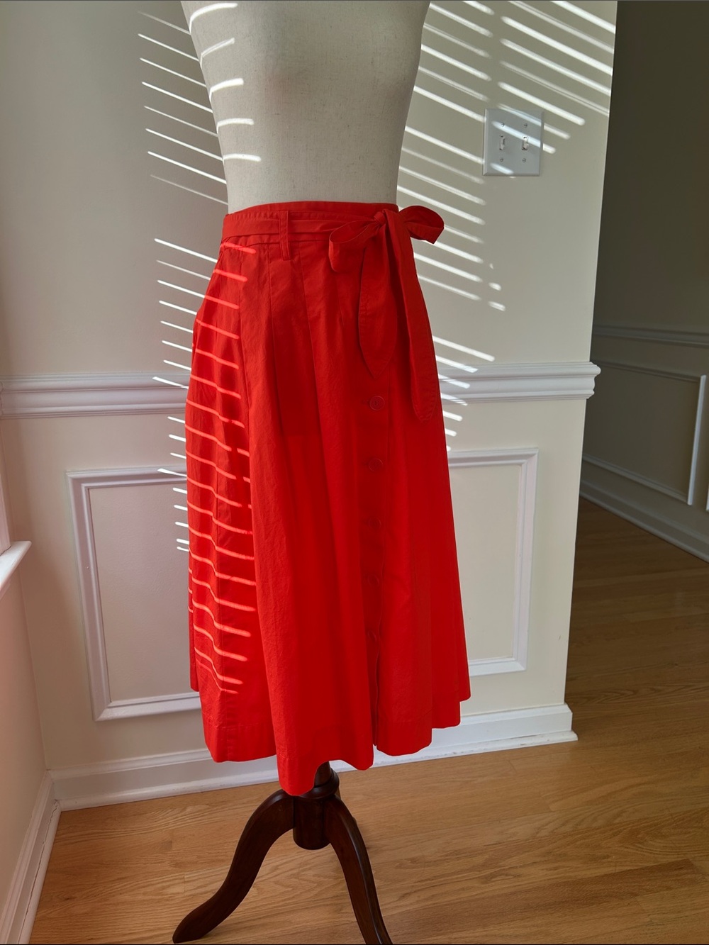 Talbots Bright Red Midi Wrap Skirt with Side Tie